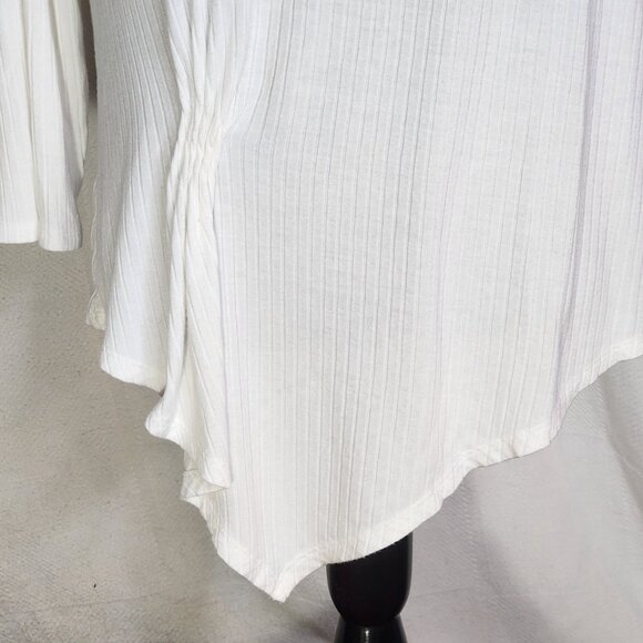 Simply Vera Wang White Ribbed Rayon Span LS Handkerchief Hem Cinch Front Top XL - Picture 7 of 16